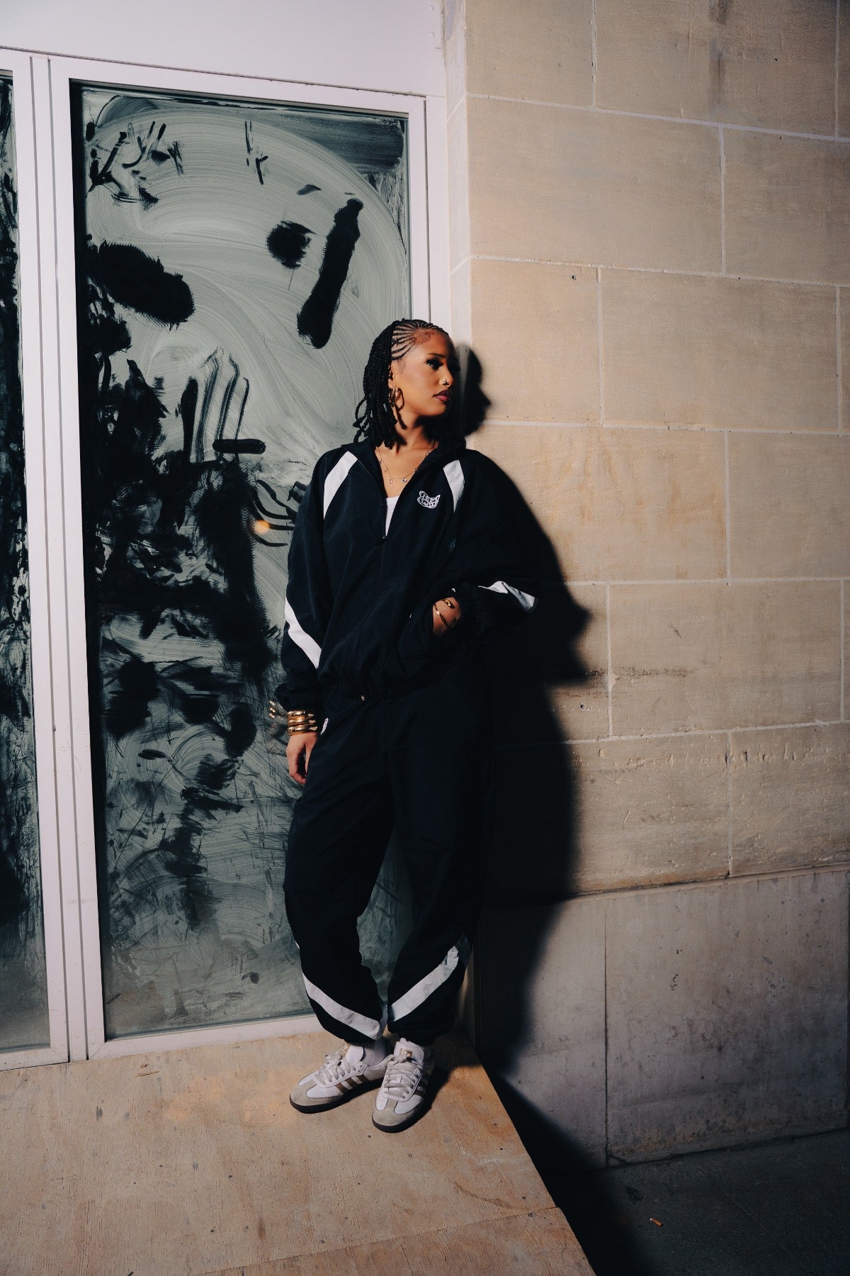 VESTE TRACKSUIT BLACK/WHITE FEMME