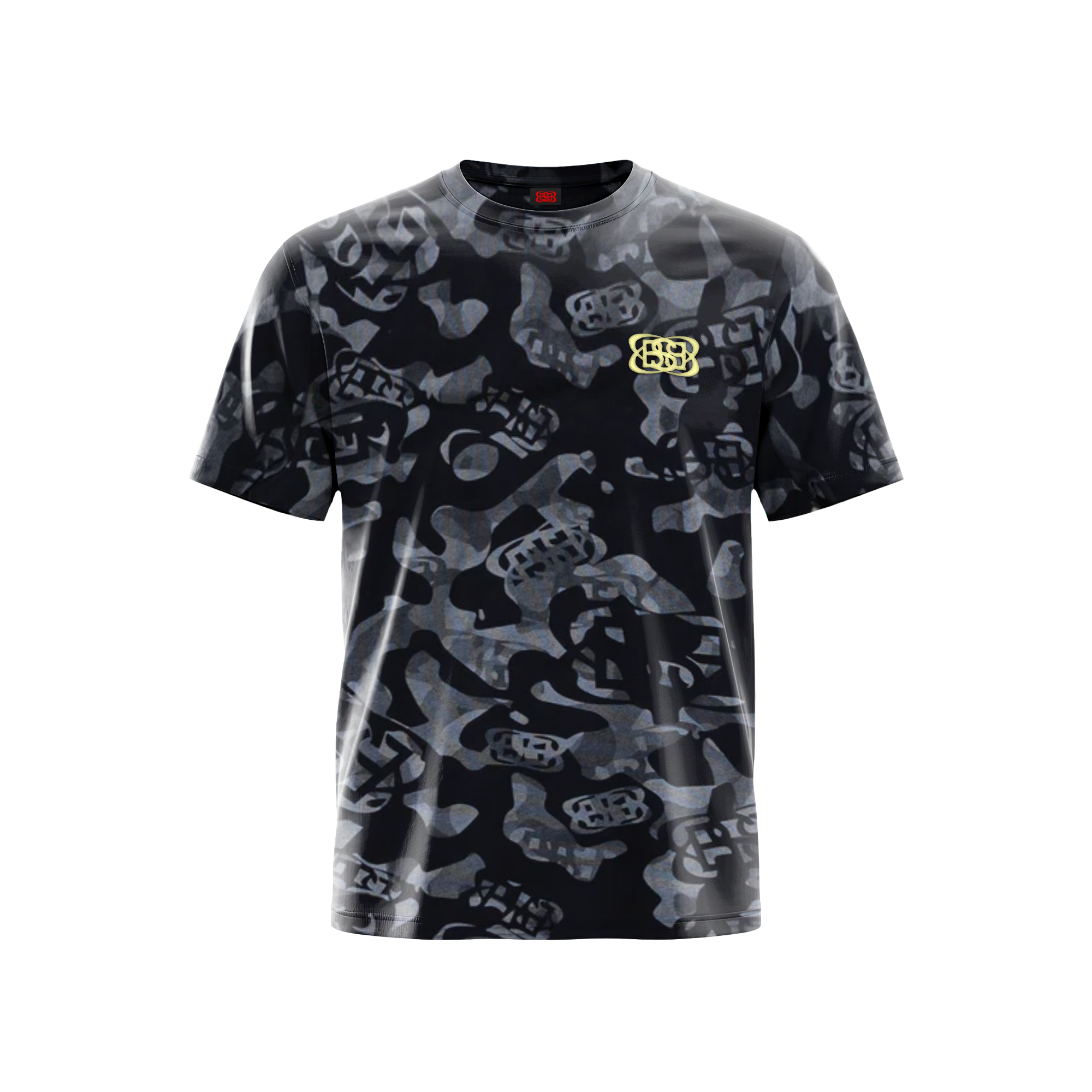TEE SHIRT BLACK CAMO PUFF PRINT