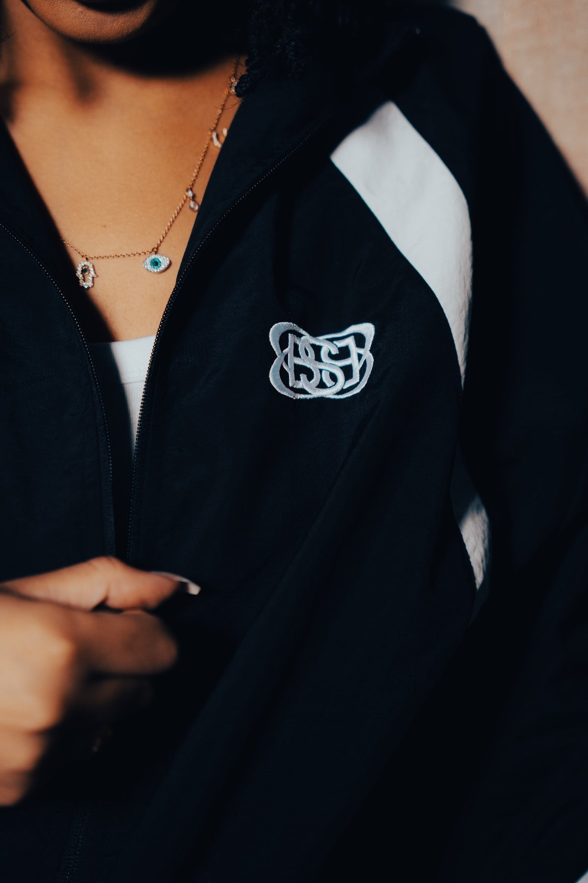 VESTE TRACKSUIT BLACK/WHITE FEMME